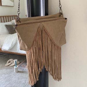 Taupe Fringe Bag